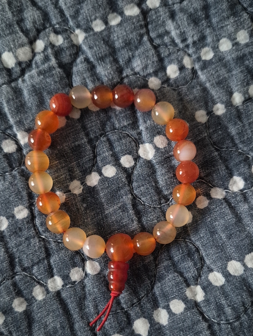 Carnelian Beaded Bracelet - Orange Bead Stretch Bracelet